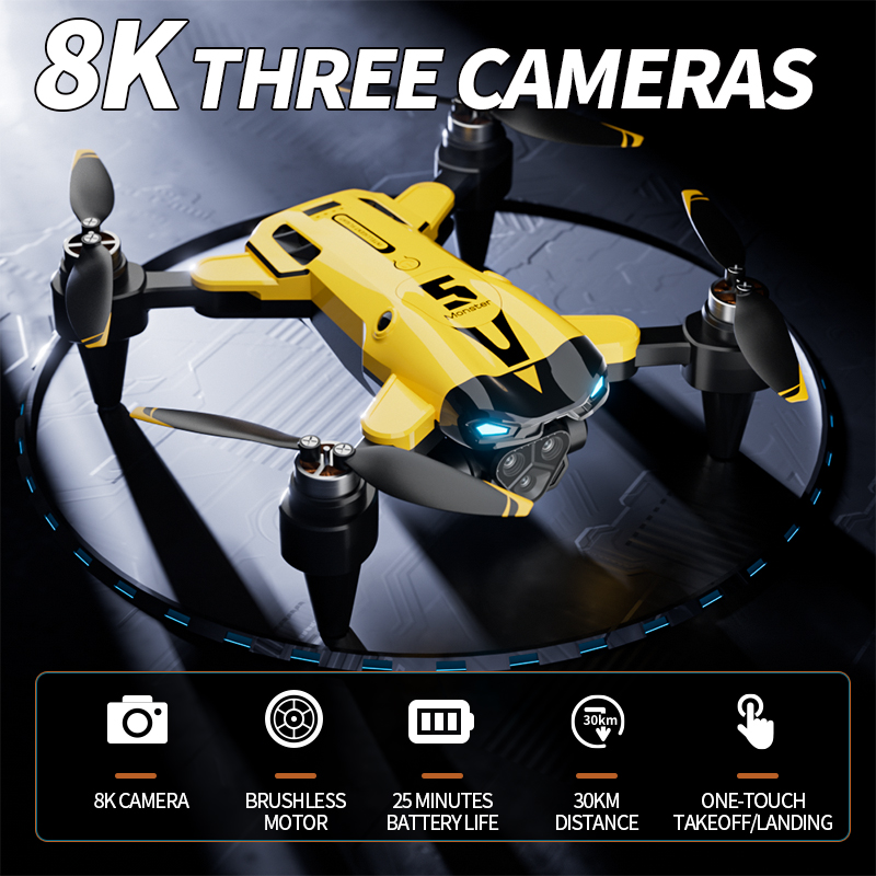 Drone Aerial Photography - Brushless RC Drone 8K Triple Camera